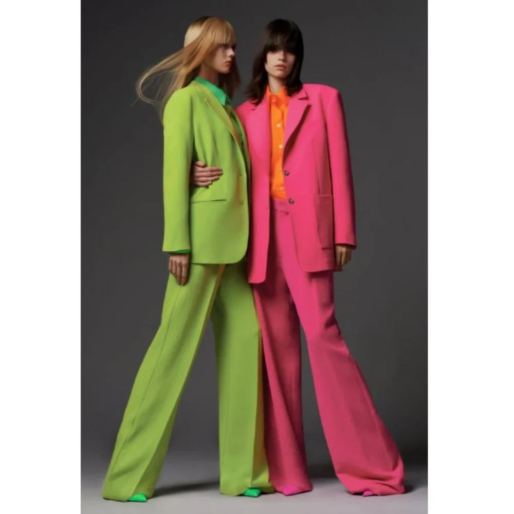 BLOGGER'S FAVE! Zara Neon Pink Full Length Pants NWT